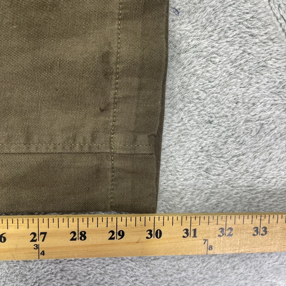 Banana Republic Pants Women 16 Olive Green Cotton Linen Pleated Cargo High Rise